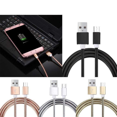 AussieSuperStore Homeware Supplies Flexible Metal Micro USB Charging Cable Compatible with Samsung / Androids (Black) Flexible Metal Micro USB Charging Cable | Android Mobile Accessories CBMESAMCBLBLK